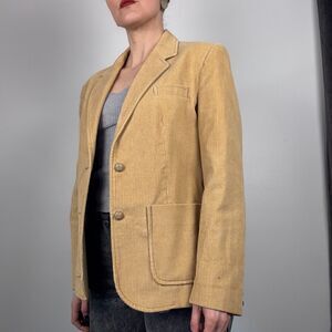 Vintage Wide-Wale Tan Brown Corduroy Blazer Jacket, 100% Cotton Shell
